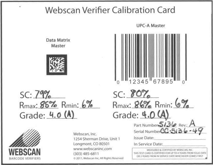 WebScan Cal Card